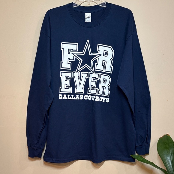 Gildan Tops - Dallas Cowboys Navy 'Forever' Long Sleeve Tee, XL
